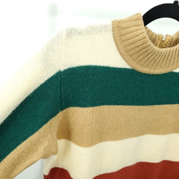 VTG Dalton Camel Hair/Geelong Lambswool Mock Neck Stripe Sweater 36 (S/M) - Picture 6 of 16